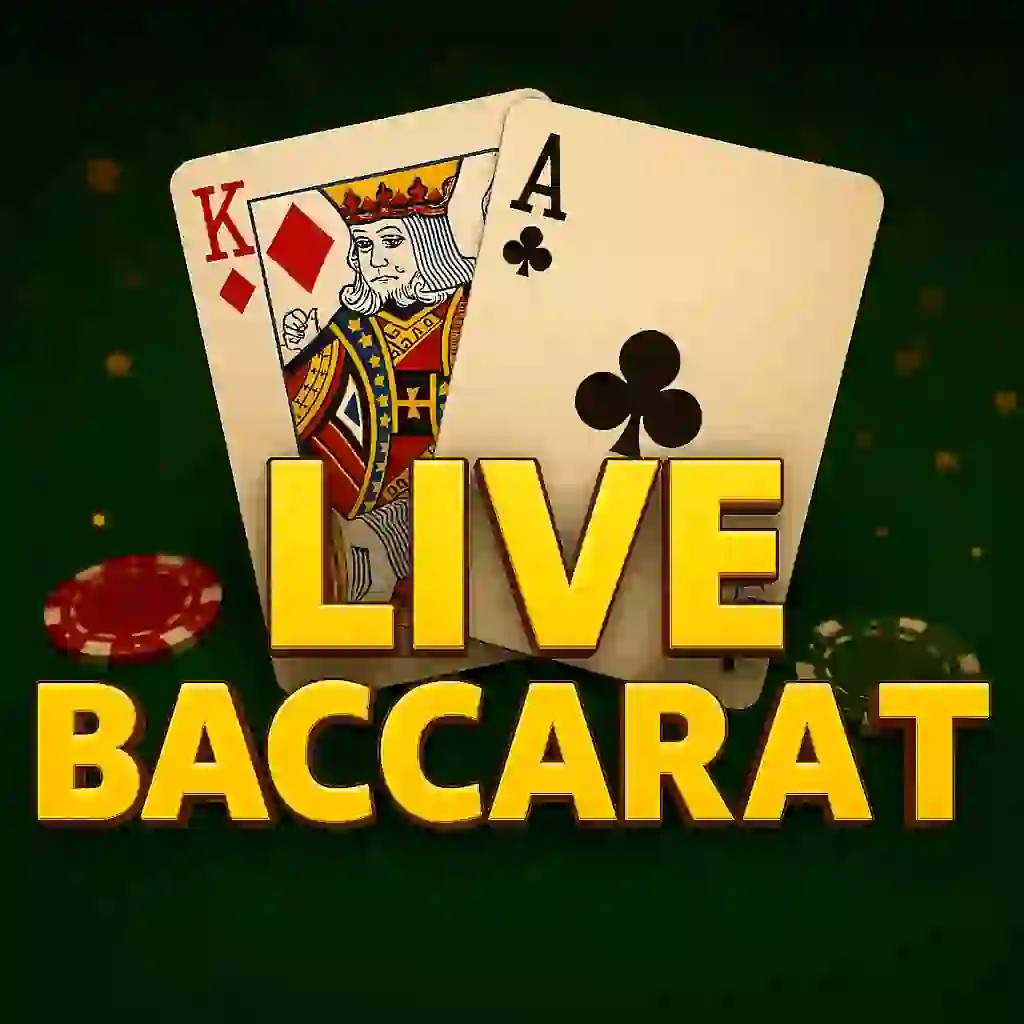Live Baccarat slot logo by Evolution at Whamoo Casino